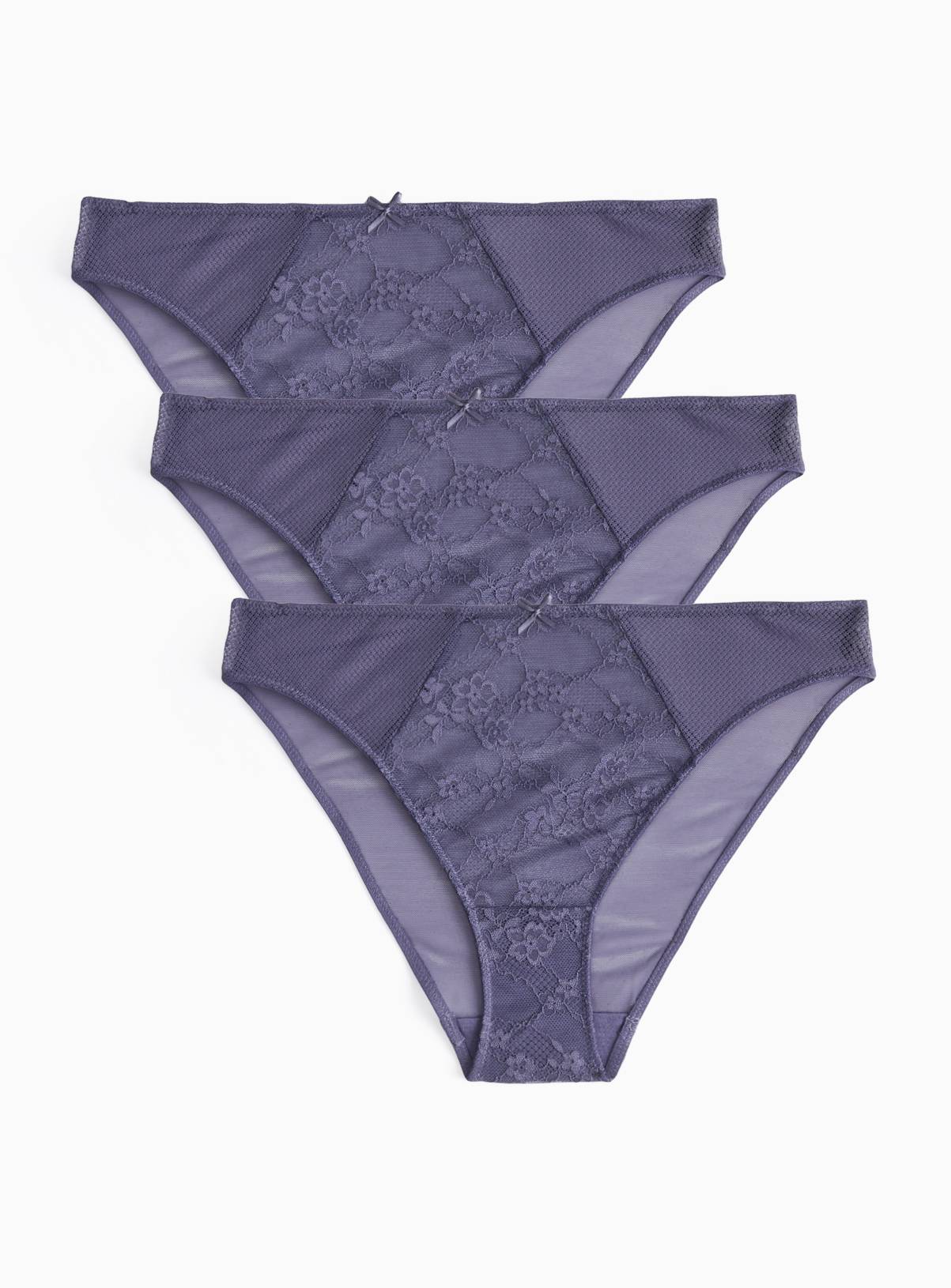 Mia Greystone Lace High Leg Knickers 3 Pack 8 - Image 1